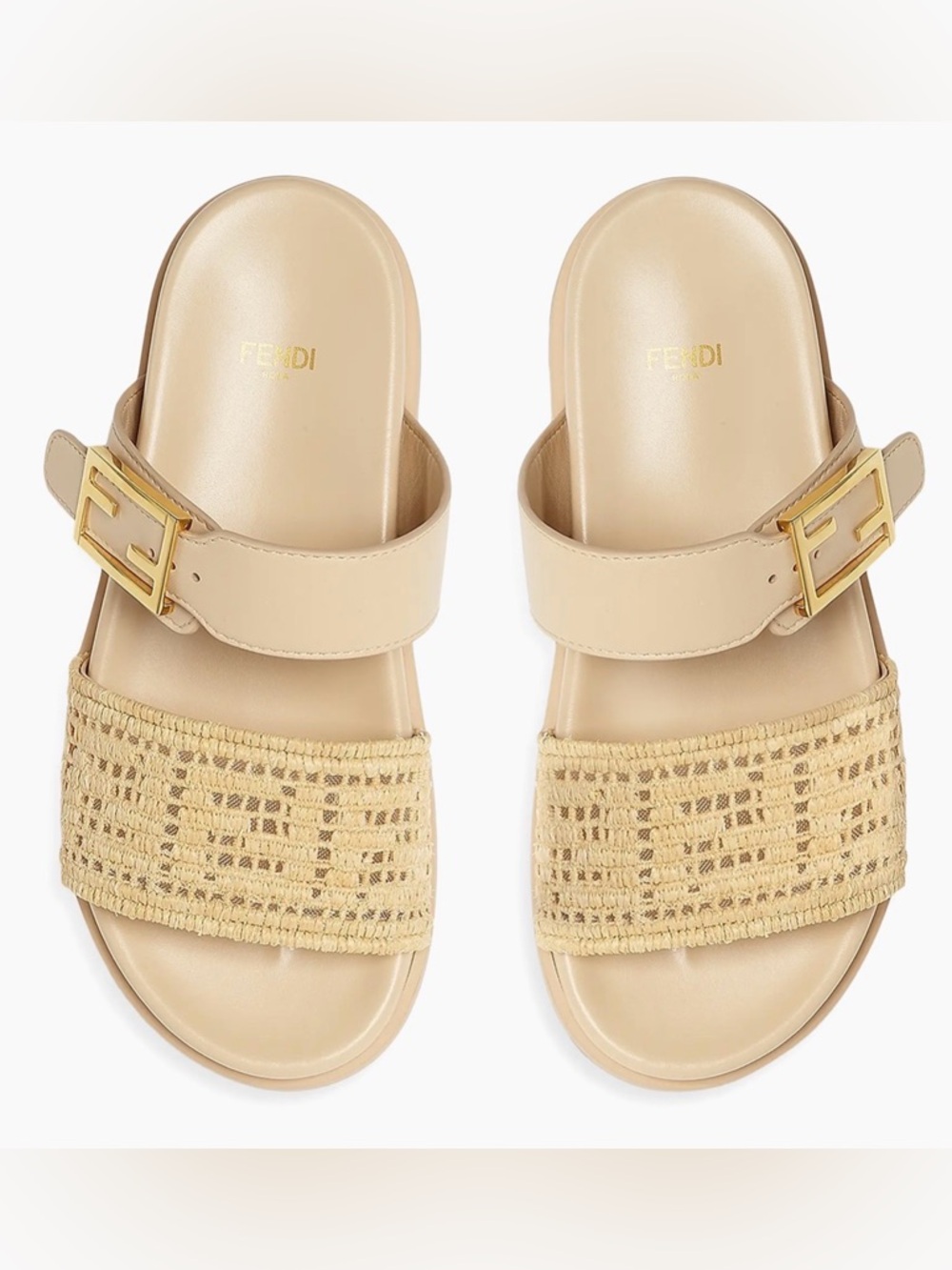 Fendi Feel Woven Double Strap Slides EU 39.5 US 9.5